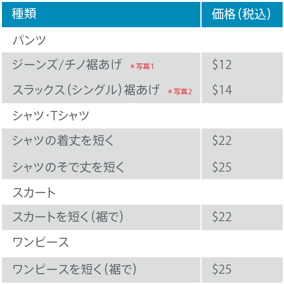 トロントでパンツやジーンズの裾上げ お手頃な値段で洋服お直しします